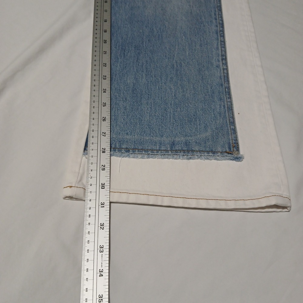 Oneso Los Angeles Jeremy MR 2 Tone WL Wide Leg Jeans White Blue Size 29 BYW8170 - Picture 8 of 12